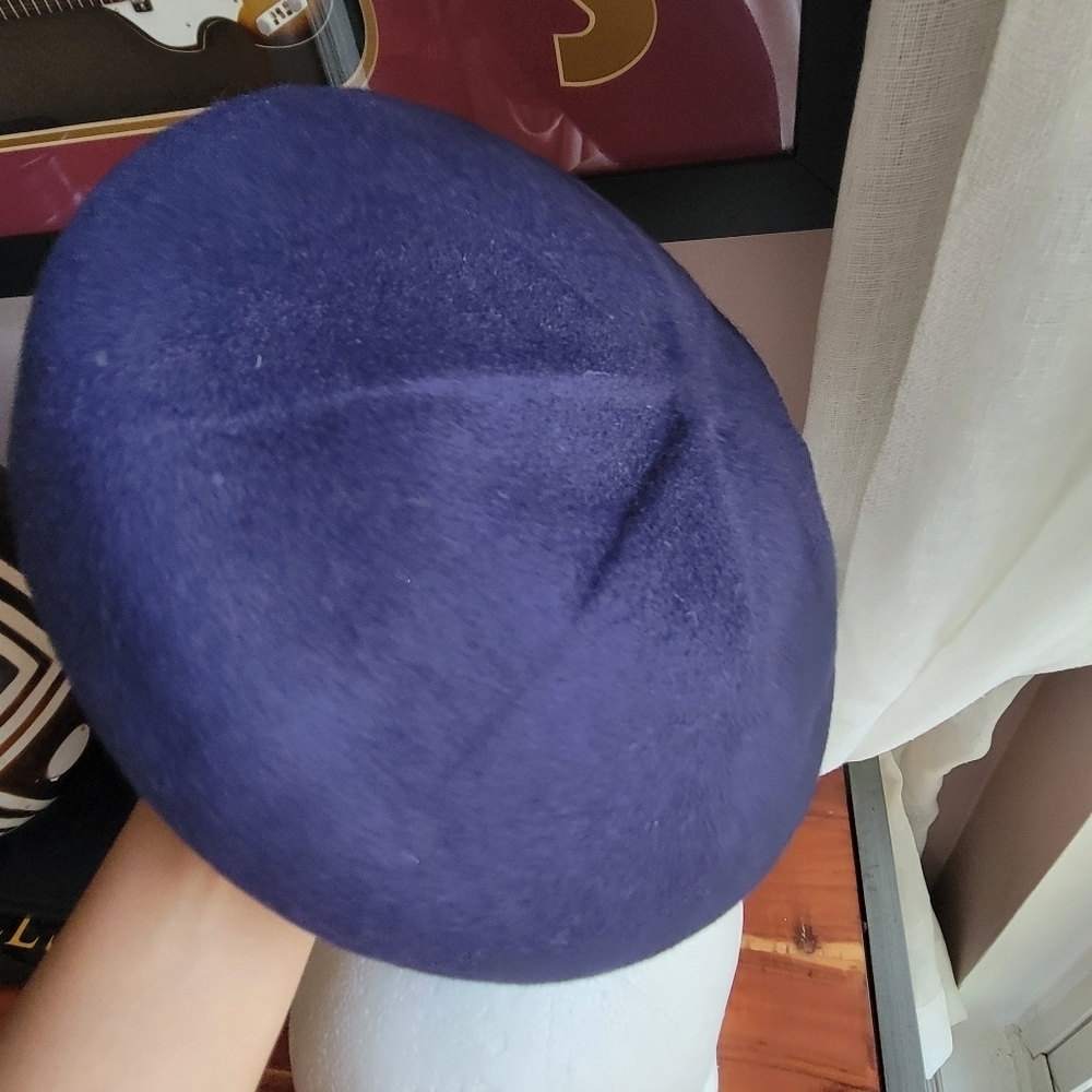 Vintage Henry Pollak Glenover Women's Hat Navy Blue 100% Wool Retro Style - Picture 8 of 9